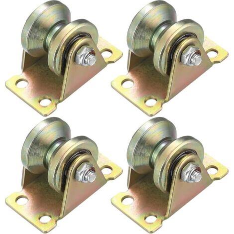 Poulie de levage 4 pcs, roulette à Rainure en V, poulie de levage, poulie à gorge de roue, câble pour cordons, glissière de portail (roulette à Rainure en V) (poulie en V) (1/5)