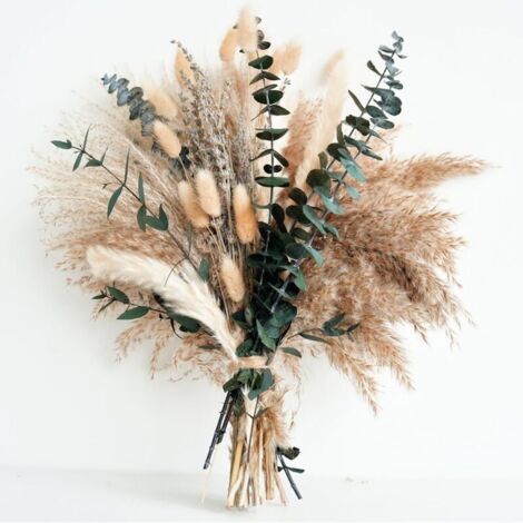 Herbe de la Pampa Verte - Décoration de Table pour Salle à Manger et Salon - Fleurs Séchées et Artificielles - Petite Décoration Quotidienne d'Été