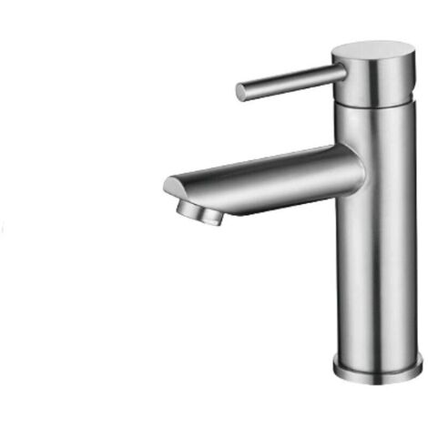 Robinet de salle de bain, eau chaude et froide, hauteur du bec 11 cm, robinet lave-mains en acier inoxydable eau chaude et froide (1/5)