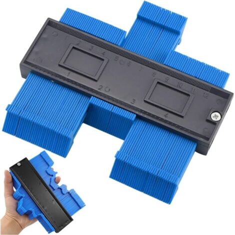 Bleu Jauge de contour Copieur de Contour, Duplicateur de Profil, Jauge Duplication Profil, Jauge de Contour Règle, Jauge de Contour Verrouillable, pour Bricolage, Menuiserie (1/5)