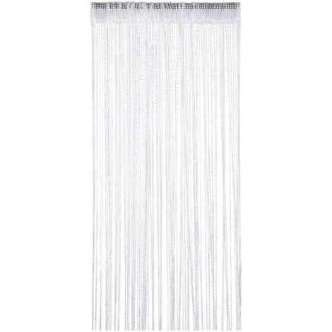 Rideau de porte moustiquaire, 1 pièce, avec fil à paillettes blanches, 90 x 200 cm, séparateur de pièce, pour porte extérieure et décoration festive. (1/5)