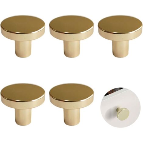 5 poignées rondes en laiton massif pour commodes et armoires - Qualité supérieure (1/5)