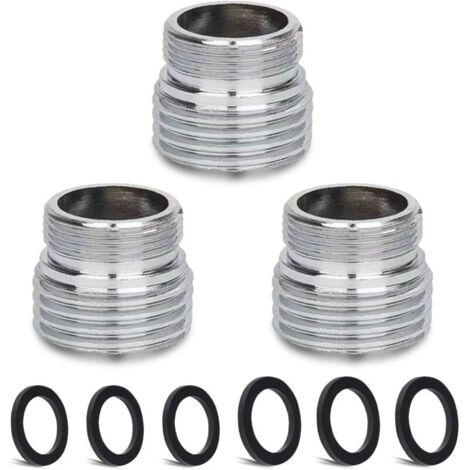 Kit adaptateur de robinet en 3 pièces (M20 mm mâle vers M18 mm mâle) pour aérateur de cuisine, adaptateur de robinet d'évier, connexion de tuyau d'arrosage, filtre à eau et tuyau standard. (1/5)