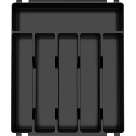 Range Couverts pour Tiroir,6 Compartiments,Organisateur Couverts Tiroir Cuisine,Plastique Rangement Couvert pour Cuillères Fourchettes Couteaux Vaisselle,Robuste,Facile nettoyer,Noir (1/5)