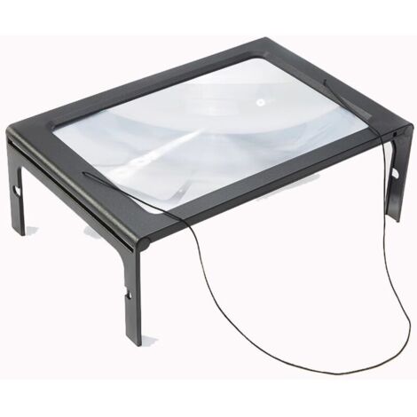 Loupe mains libres A4 3X avec lumière USB 4 LED Loupe pleine page rectangulaire éclairée par LED Accessoire Lecture pour personnes âgées broderie téléphone ordinateur portable basse vision