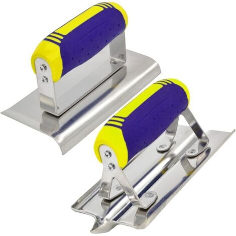 Lot de 2 Ensemble d'outils pour béton en acier inoxydable pour bordure à béton (15,2 x 7,6 cm, 1,27 cm R) et rainureuse (15,2 x 7,6 cm, 1,27 cm de large, 1,27 cm de profondeur)