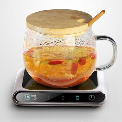 Chauffe Tasse de Café Électrique avec 3 Réglages de Température, Sous-Verres Thermostatiques pour Maison/Bureau, Interrupteur Tactile, Compatible avec Tasses en Céramique/Verre/Métal (1/5)