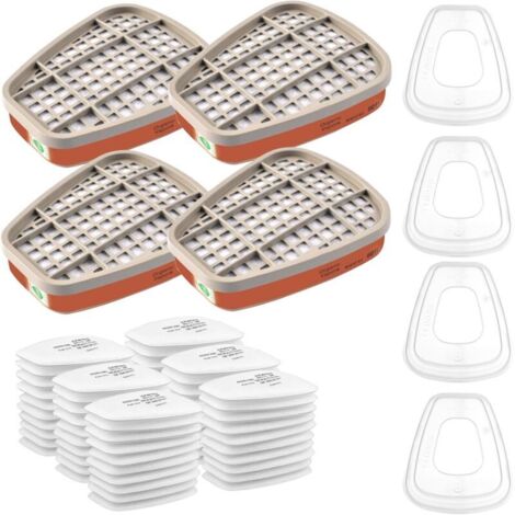 Kit de filtres de rechange réutilisables pour protection respiratoire 6001, 60 filtres en coton, pour purificateur d'air, protection du visage, compatible avec 6100/6200/7501/7502/6502/6800, blanc (1/5)