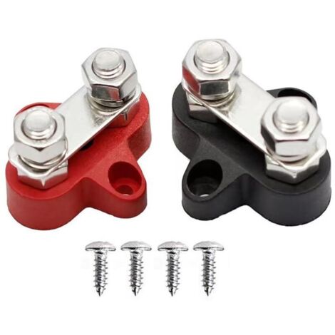 Lot de 2 barres de bus M8, batterie busbar, blocs de bornes de batterie, boulons de raccordement, 4 vis de fixation, barres collectives, bloc de distribution Busbar pour caravanes, camions solaires (1/5)