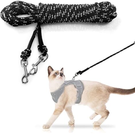 Laisse extra longue pour chat pour cour, 15 m, légère, longue et fine pour lapins, chatons, chiots et petits animaux (1/5)