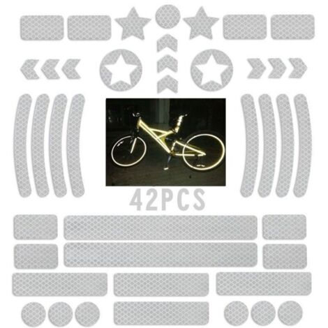 Lot de 42 autocollants réflecteurs autocollants pour vélo, en différentes versions, bande réfléchissante autocollante pour camions, vélos, voitures, poussettes et motos (1/5)