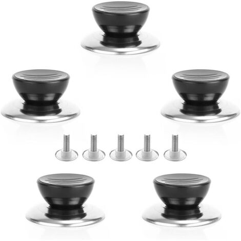 Lot de 5 boutons de cuisine universels, poignées de couvercle de casserole, boutons de couvercle de casserole, ustensiles de cuisine, boutons universels de remplacement pour casseroles et poêles (1/5)