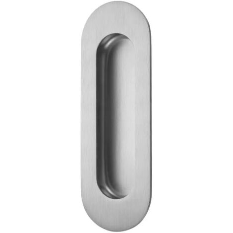 Poignées ovales encastrées en acier 120 x 40 mm - Pour meubles coulissants (1/5)