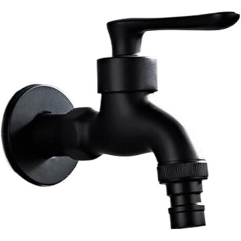 Robinet de salle de bain court noir pour machine à laver, robinet de jardin, robinets noirs (1/4)