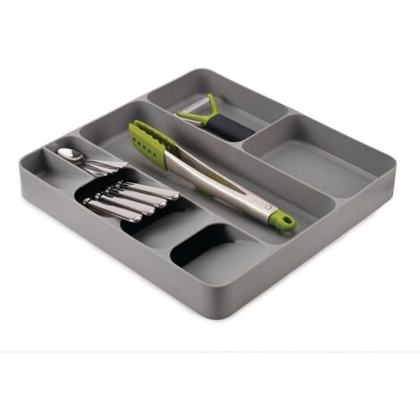 Rangement Compact des Couverts, Ustensiles et Accessoires de cuisine, Organisation de cuisine range couvert pour tiroir, Gris (1/5)