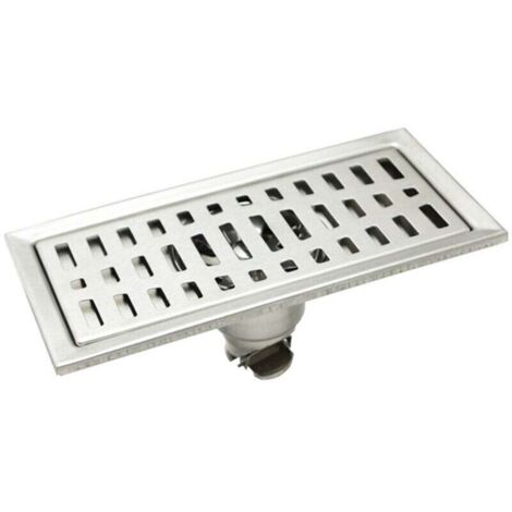Drain De Douche Rectangle Drain De Plancher Salle De Bains Douche Cuisine Dchets Cheveux Crpine,Acier Inoxydable, 20x10cm (1/4)