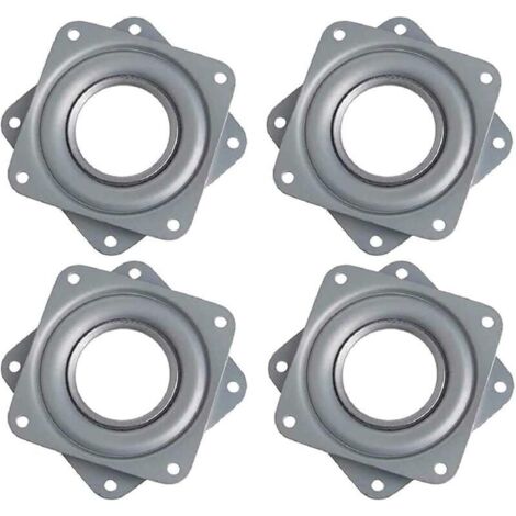 Plateau Tournant Carré 4 Pouces, 360 Degrés, Rotatif à Roulement à Billes, Métal Galvanisé, Plaque Pivotante Silencieuse, Flexibilité Optimale pour Présentoirs, Moniteur Ordinateur et Tabouret (1/4)