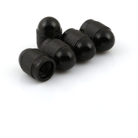 Bouchon de valve Bouchon de valve de pneu automatique Bouchon de valve de pneu automatique en alliage d'aluminium élastique 5 pièces (noir) (1/4)