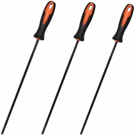 3 pièces Lime tronconneuse,Lime Chaine tronconneuse,Robuste et Durable, avec poignée, Confortable à Tenir, 4,0 mm, 4,8 mm, 5,5 mm 3 Tailles, adapté au meulage à la tronçonneuse(A) (1/5)