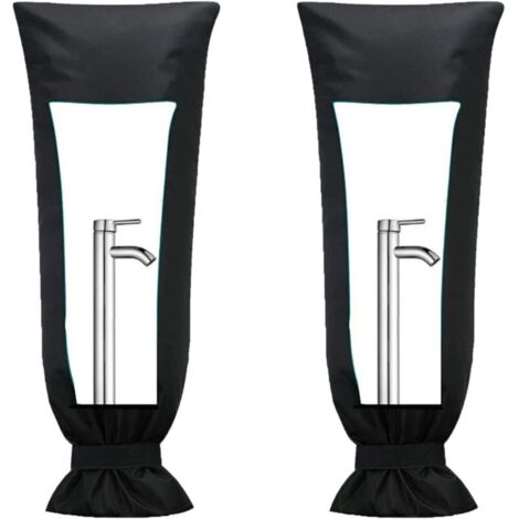 Lot de 2 housses de protection pour robinet d'extérieur, noir, en tissu Oxford, pour protection contre le gel hivernal,51 x 20cm (1/5)