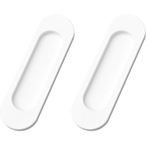 Lot de 2 (blanc, 149mm) poignées de porte coulissante ovales autocollantes en alliage d'aluminium pour porte de grange coulissante, placard, armoire, tiroirs (1/5)