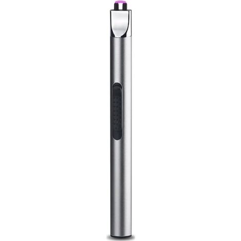 Silver Briquet Rechargeable Électrique Briquet Plasma Briquet USB Arc sans Flamme Coupe-Vent Long Briquet pour Camping Cuisine Grill (1/5)