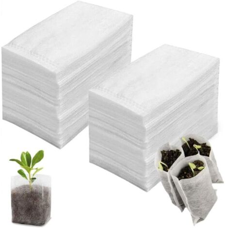 Lot de 600 Pièces Sac de Semis 12 x 10 cm Biodegradables Sac de Pépinière Sac de Plantation Non Tissé pour Plantes Semis Sacs de Croissance d'élevage (1/5)