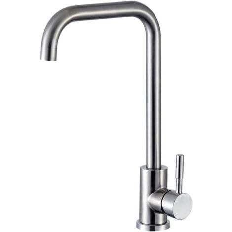 Robinetterie de Cuisine en Acier Inoxydable avec Levier Simple Robinet d'Évier Pivotant à 360° Brossé mat (1/5)