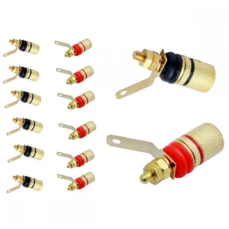 Lot de 12 4mm Fiche Banane Douille, Fiche Banane Femelle, 4mm fiche Enceinte, Haut-Parleur Reliure Femelle Post Socket Jack, Plaqué Or embase Haut Parleur (1/5)