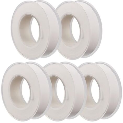 Blanc, 5 rouleaux 15 mm x 15 m ruban PTFE plastique industriel Téflon fileté plombiers ruban d'étanchéité étanche et anti-fuite tuyau domestique pommeau de douche tuyau d'eau