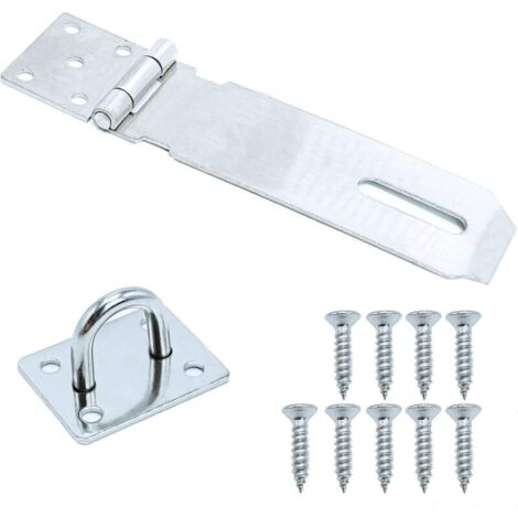 Loquet de Cadenas Agrafe,1 Pièces Porte Fermoir Verrou de Porte Moraillon De Verrou en Acier Inoxydable 5 Pouces Avec Des Vis Porte Cabinet de Sécurité, Fermoir de Cadenas Argent (1/5)