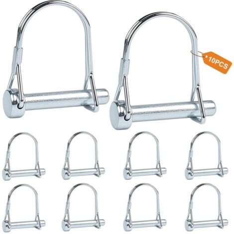 10 Pièces Goupille de Verrouillage Forme D 8 x 45 mm, Goupille Agricole en Acier Carbone, Axe de Verrouillage pour Remorques de Ferme, Wagons, Pelouse, Jardin, Agriculture (1/5)