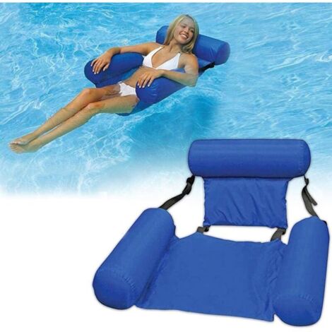 Chaise gonflable bleue pour adulte, lit flottant en tissu réglable, convient pour piscine, plage
