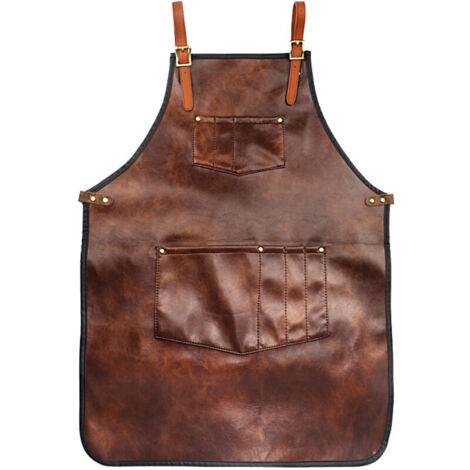 PU Tablier en Cuir ,Tablier en Cuir pour grillades ,Tablier en Cuir Vintage,pour BBQ et Cuisine et Bar (1/5)
