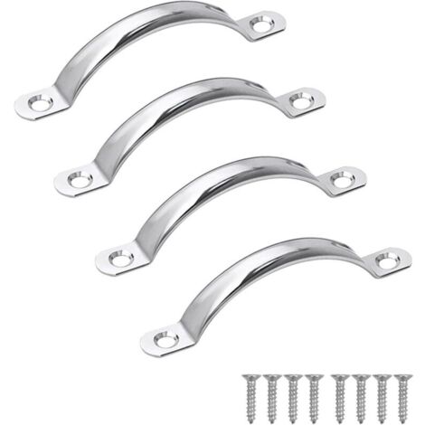 Poignées de tiroir avec vis, 4 poignées de porte de meuble en acier inoxydable - Poignées de meuble (1/5)