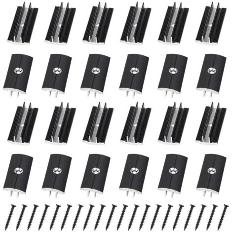 100 Pcs Clips Noir pour Planchers en Bois en Plastique T-Clips pour Planches de Terrasse 6 mm Espacement Entretoises Cachées avec 100 Vis pour Planches WPC/BPC Planches Composites (1/4)