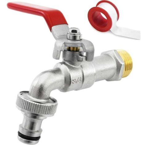 3/4'' Pouce (20/27) Robinet d'eau en Laiton de Qualité Supérieure, Résistant à la Rouille et au Gel + Raccord de Tuyau