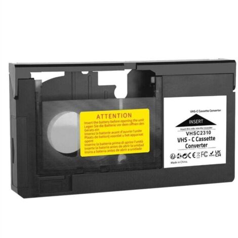 Convertisseur cassette adaptateur VHSC SVHS-C 8mm – Compatible MiniDV Hi8 – Utilise 1 pile AA – Pour lecture cassettes vidéo –