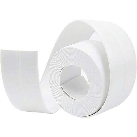 Joint Salle de Bain, 3,2m38mm Bande Etancheite Autocollante, Ruban D'étanchéité Auto-Adhésif en PVC pour Baignoire, Salle de Bain, Cuisine, Anti-moisissure, Calfeutrage(Blanc)