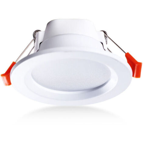 Lot de 4 plafonniers encastrés à LED IP65 étanche 5 W blanc chaud rond spot encastrable, plastique, blanc (1/4)