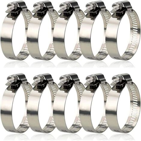 10 Pièces Collier de Serrage Tuyau Réglable 27-51 mm , 304 Collier de Serrage Inox, Métallique, pour tuyau, Home Gaz, Famille Tuyau D'eau, Câble, Robinet, etc (1/5)