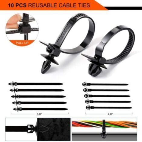 Kit de 665 rivets clips de fixation noirs universels pour carrosserie ...