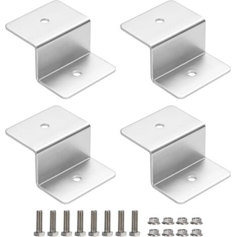 4 Pièces Support Panneau Solaire Fixation Panneaux Solaires Support en Z de Montage en Alliage d'aluminium avec Vis et Écrous pour Camping Car Bateau Toits