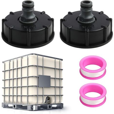 Lot de 2 Adaptateur de Bouchon de Réservoir IBC S60x6, Raccord de Tuyau de Jardin 1/2 Pouce, Convient pour Réservoirs d'eau de Pluie IBC, Durable et Étanche, pour Jardin et Industrie (1/5)