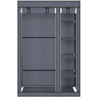 Armoire de Rangement penderie Armoire Pliable en Tissu, 175x110x45 cm Gris