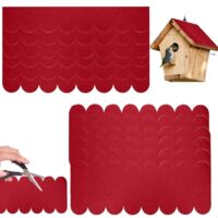 Lot de 20 Bardeaux de Toiture Auto-adhésifs en Feutre Bitumé pour Nichoir Oiseaux Exterieur, Abri de Jardin, Accessoires Imperméable et Résistante Aux Déchirures et Aux Intempéries (rouge)