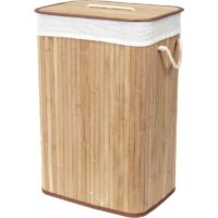 Compactor - Panier en Bambou avec sac à Linge sale détachable en tissu, bac Rangement Déco, ambiance Spa, panière idéale pour décoration et organisation de la salle de bain, chambre, buanderie
