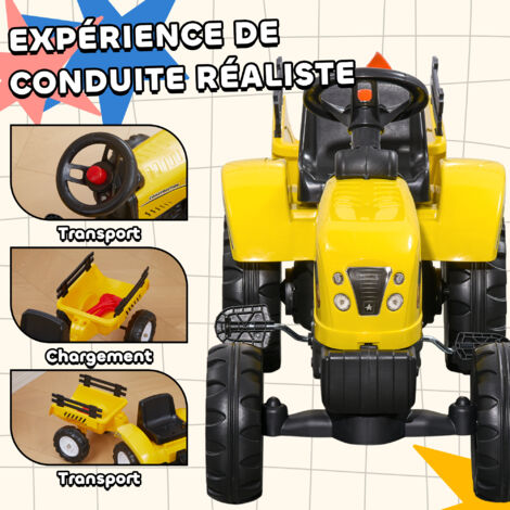 Coil Tracteur New Holland Avec Remorque - Buggy Sous Licence Avec Râteau et Pelle - Jouet en Plastique de Haute Qualité - Rutschauto Enfant (Bleu