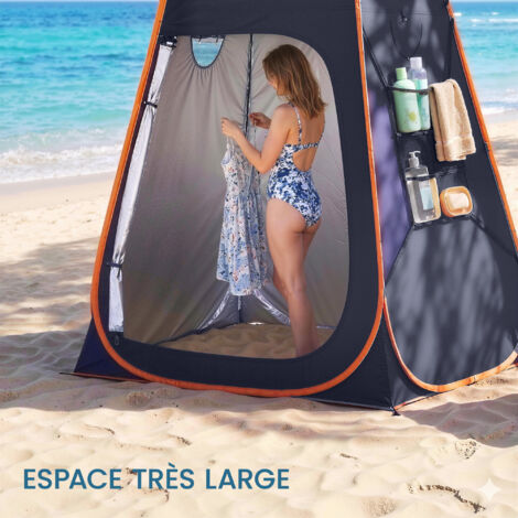 Tente De Douche Ronde 80x200 Cm – Cabine De Change Mobile – Polyester Imperméable – Crochets Inclus – Pour Camping, Plage, Van
