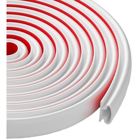 Joint Porte, 5m (L) x 10mm (B) x 6mm (D), Joint Porte Entree, Joint de Porte, Joint de Porte D'entrée, Joint Fenetre, Joint Caoutchouc Porte, Blanc, Insonorisation, Flexible, étanche